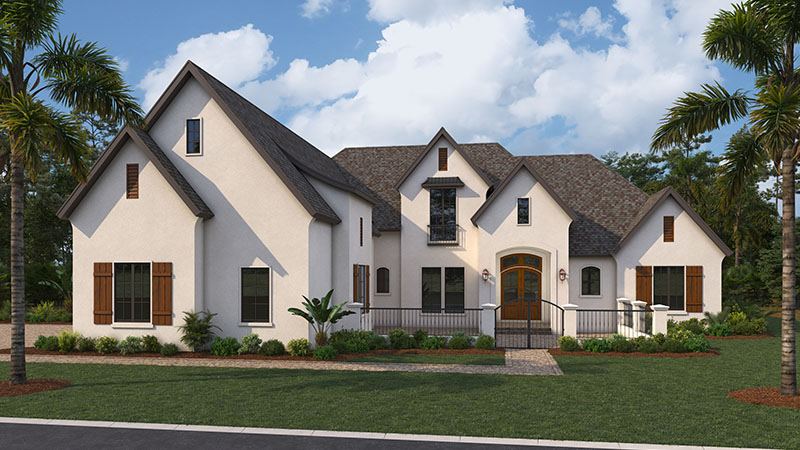 The Laurel exterior rendering of Coastal Grove custom home